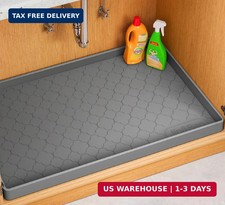 Jin&Bao Waterproof Under Sink Mat 34" x 22", Thick Silicone Mat Cabinet Protecto