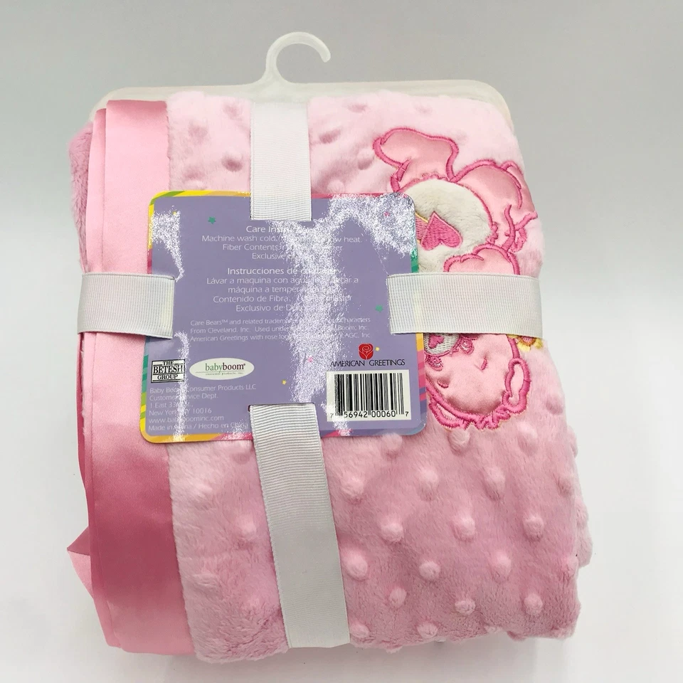 Manta Bebé Care Bears Minky Borde Satinado Rosa Nueva Con Etiquetas Foto 3 de 4