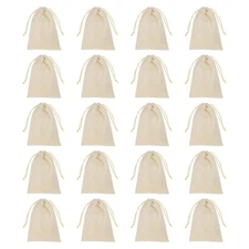 20pcs Flocked Drawstring Bag 5.1 x 7.1 Inch Jewelry Pouches Gift Bags, Beige