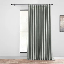 Extra Wide Faux Silk Blackout Curtains 108 Inches Long for Bedroom & Living Room