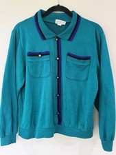 VINTAGE ALFRED DUNNER Teal Knit Cardigan  Size M  Made in USA