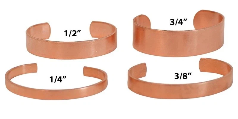 Brazalete brazalete de cobre crudo genuino puro en blanco 1/4" 3/8" 1/2" ancho liso hágalo usted mismo Foto 2 de 2