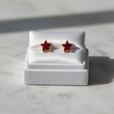 14K Solid Gold 6x6mm CZ Basket Set Screw Back Stud Earrings Secure Gift