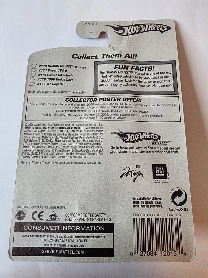 Hot Wheels Cadillac Escalade ERROR WRONG CARD Hummer H3T Concept Car - Image 4 of 4