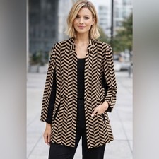 Chico s geometric jacquard knit blazer long line Medium