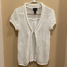 PURE hand knit women's white cardigan sweater, size s/m.