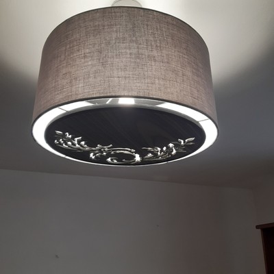 RAR Grau Struktur Stoff Lampenschirm Trommel Wirbel Muster Holz Diffusor Decke