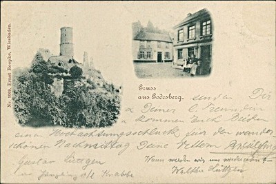 Ansichtskarte Nordrhein-Westfalen (b247) Godesberg 1897 Gasthof Burg Ruine Perso