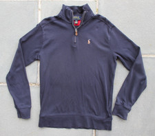 POLO RALPH LAUREN Boy Navy BLUE Quarter Zip SWEATER Pullover COTTON Mock Neck L