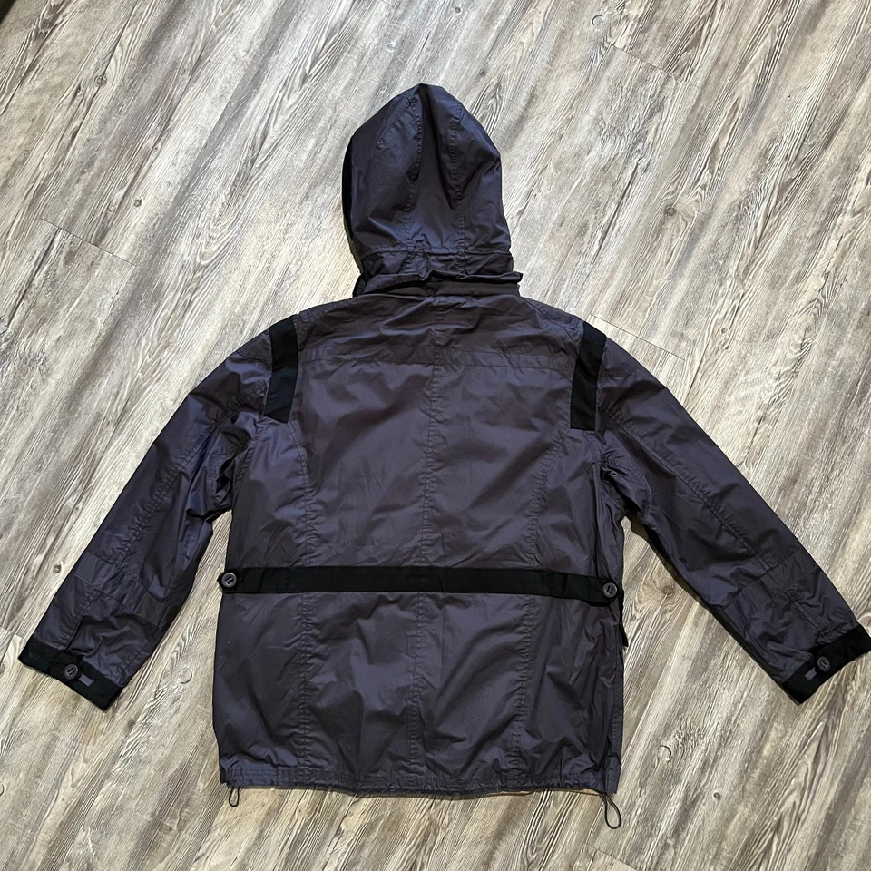 Parka con capucha French Connection pizarra oscura XL forro desmontable chaqueta utilitaria Foto 2 de 4