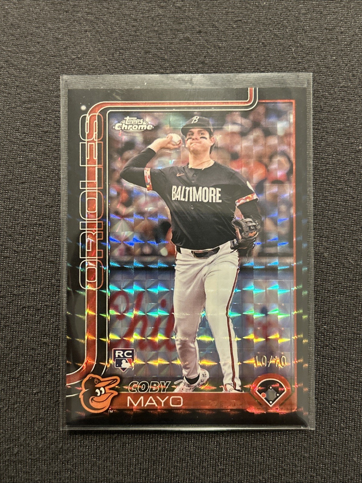 2025 Topps Chrome Coby Mayo #120 Black Refractor /10 RC Geometric Rookie