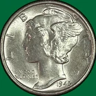 1945 Mercury Dime Brilliant Uncirculated BU Coin #41749