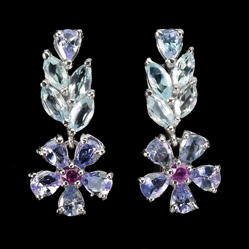 925 Sterling Silver Earrings Marquise Sky Blue Topaz Tanzanite Gemstone Jewelry