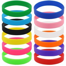 12 Pack Silicone Wrist Bands, Assorted Color Rubber Bracelet Kit for Sports, ...