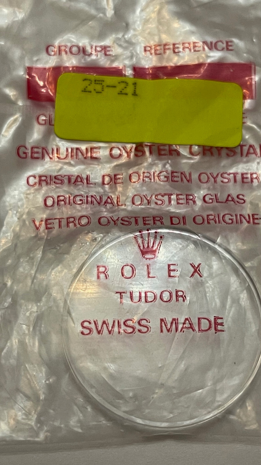 Rolex Crystal 2521 Tropic Plexi Glass for Daytona Chronograph Genuine