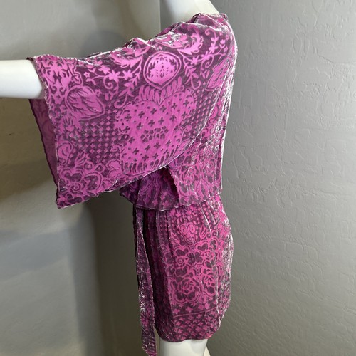 Hale Bob Pink Boho Y2K Burnout Velvet Belted Mini Dress Size XS - Picture 7 of 15