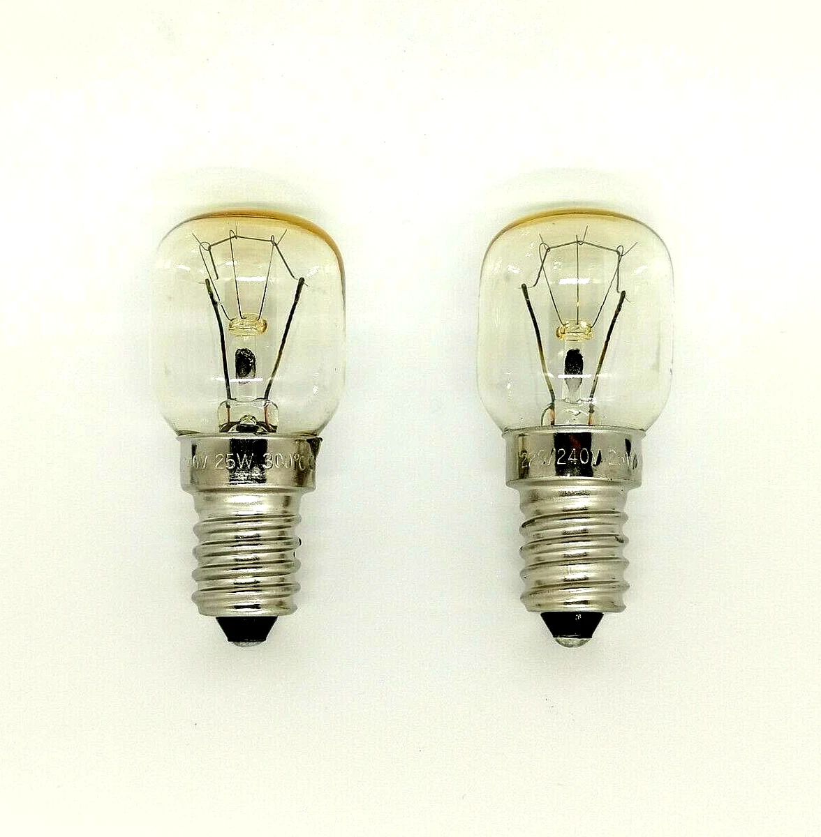 2 Pack E14 Screw Tubular Clear Bulb Light 25W For Oven Fridge and Microwave