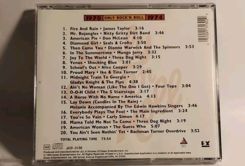Only Rock 'N Roll 1970-1974: 20 Pop Hits by Various Artists (CD
