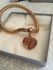 Tree of life heart edition. Austrian crystals. gold tone bracelet. Expandable