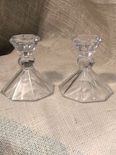 Lot 2 Crystal Glass Taper Candlestick Candle Holder Wedding Unknown Maker