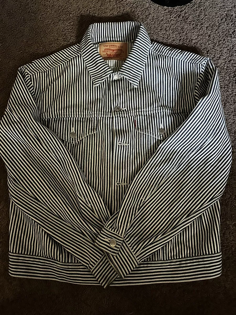 Nigo x Levis 557XX Hickory Stripe Trucker Jacket Sz L 