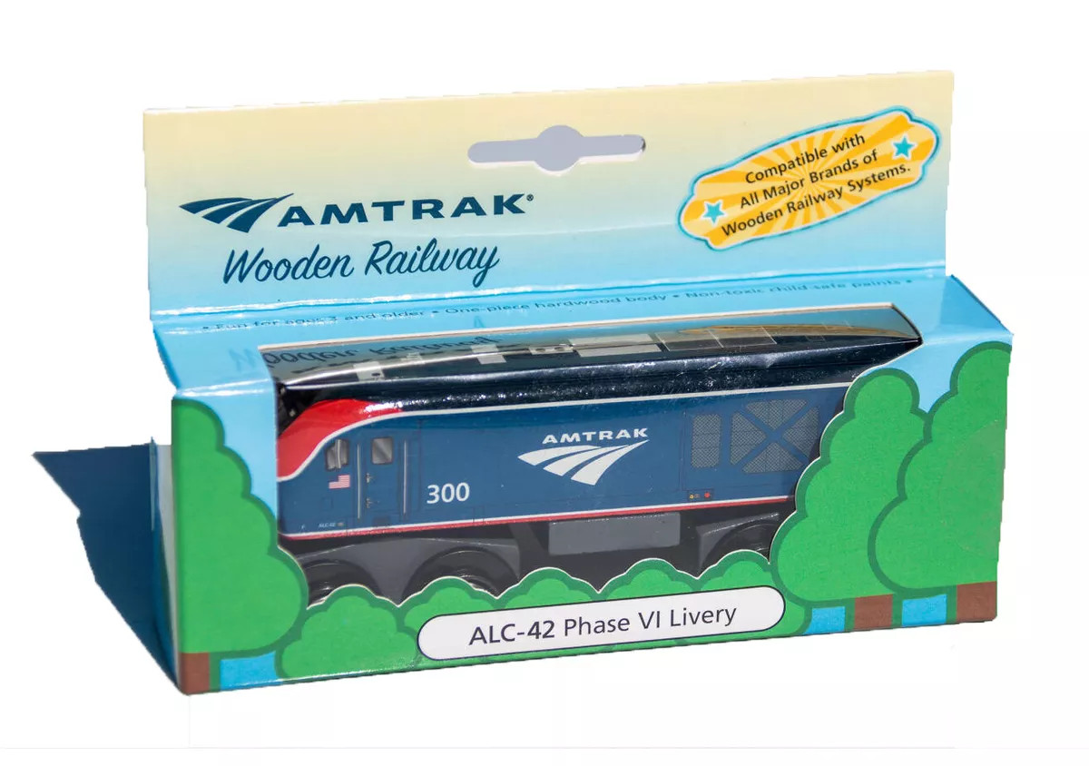 Amtrak PHASE VI ALC 42 Siemens Charger Wooden Train Locomotive 300 4.5 inch