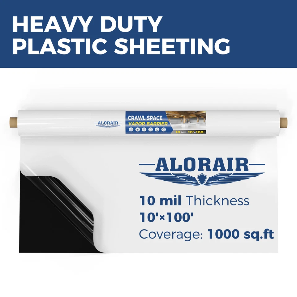 Alorair 10 mil 10'x100' Film Crawl Space Vapor Barrier Coverage 1000 sq.ft - Image 3 of 4