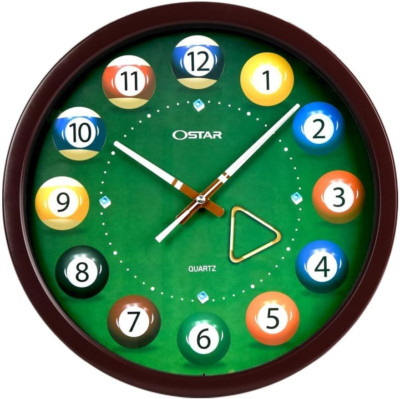 Big Large Billiard Pool Ball Wall Clock, Battery Operated, Cue Hand, Non Ticking