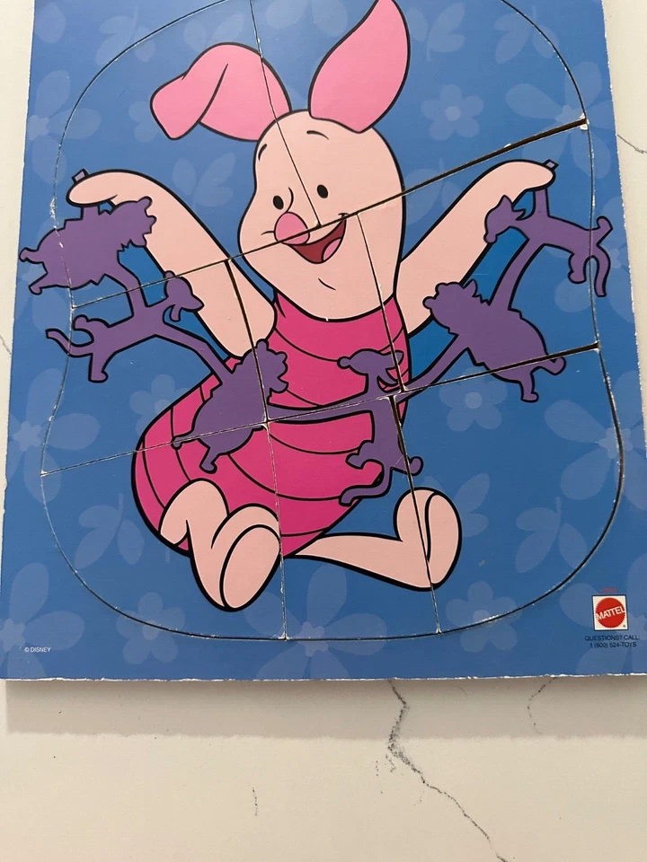 Mattel Vintage Winnie the Pooh - Piglet w/Friends Wooden Puzzle Tray #42595 - Image 3 of 3