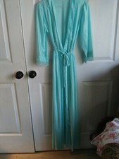 Vintage Nylon Aqua Long Full Gilead 3085 Robe Size S EUC