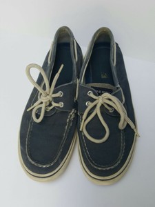 blue canvas boat shoes