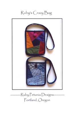 Ruby's Crazy Bag ~ 6.5 x 8'' ~ Crazy Quilt Block Design & Machine Embroidery
