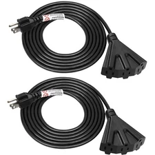 DEWENWILS 2 Pack 10 FT 16/3 Outdoor Extension Cord, Heavy Duty 3-Outlet SJTW 13A