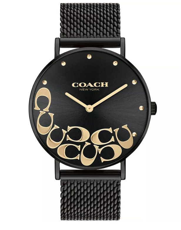 NEW COACH Women's Perry Black Stainless Steel Mesh Bracelet Watch