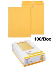 100 Pcs CLASP ENVELOPES 9''x12'' Kraft Shipping Mailing Gummed Business Manila