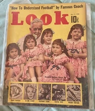 LOOK Magazine, October 11, 1938, Dionne Quints cover; How To Understand Football