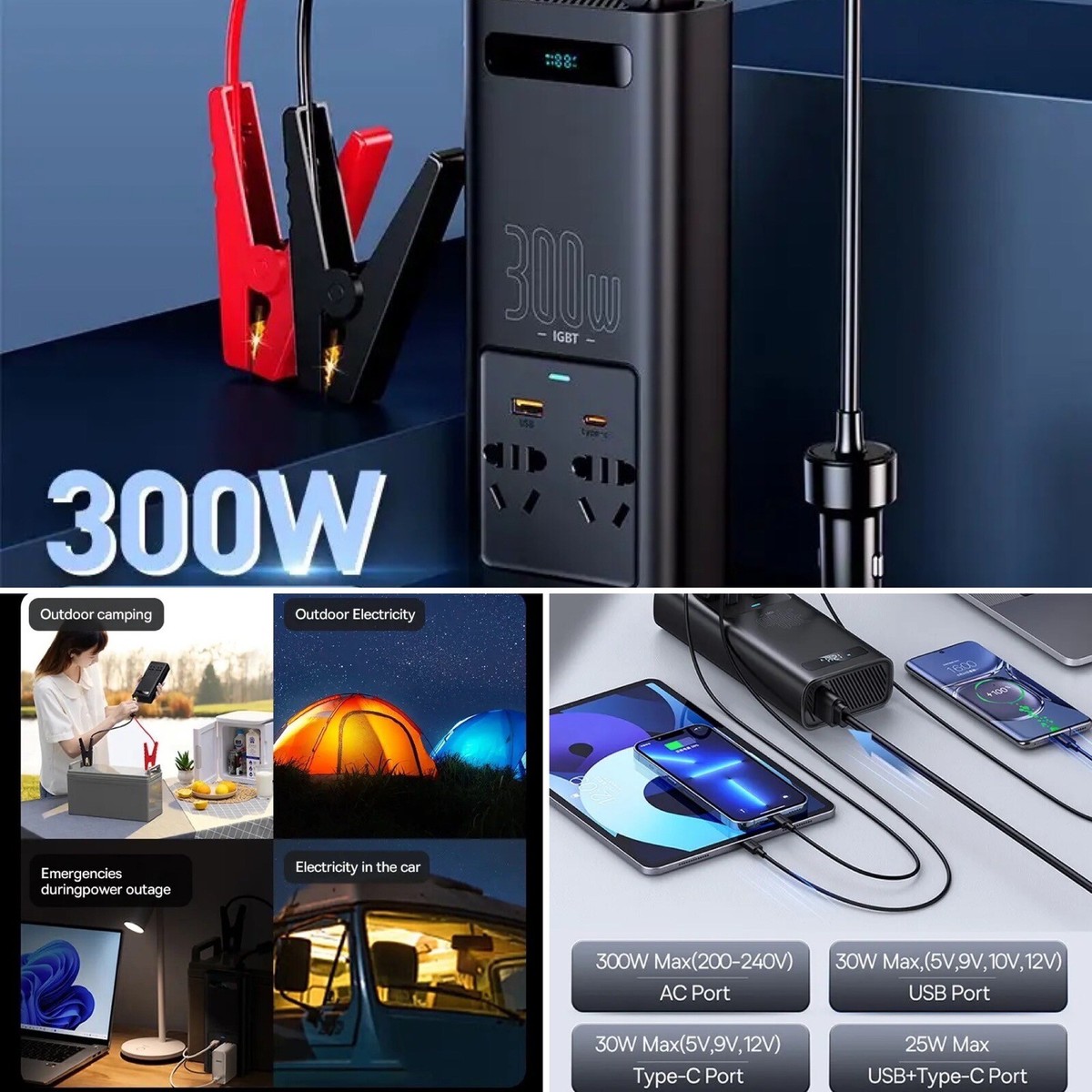 Baseus 300W 12V Car Power Inverter UK