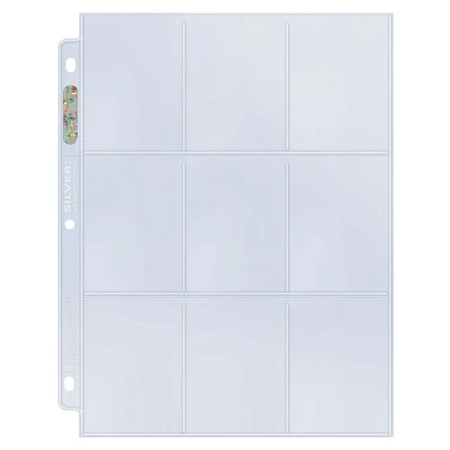 25CT Ultra PRO Silver Series 9Pocket Storage Pages for Sport Trading Card Clear