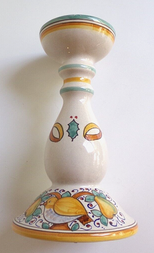 Vintage Deruta Hand Painted Candle Ceramic Holder, Italy, 8" Height - Picture 3 of 13
