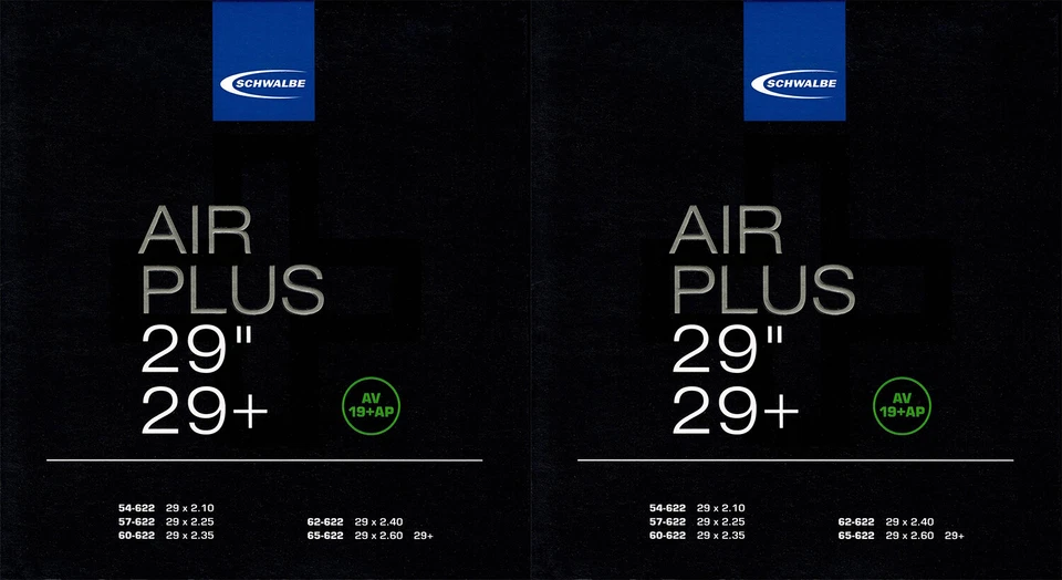 2x Schwalbe Air Plus 29 Plus Schlauch AV19+AP Schrader Ventil Fahrrad