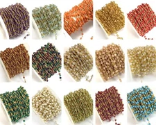 Gemstone Rosary Beaded Wire Gold Chain Faceted Rondelle Sold by FT Bulk Chain