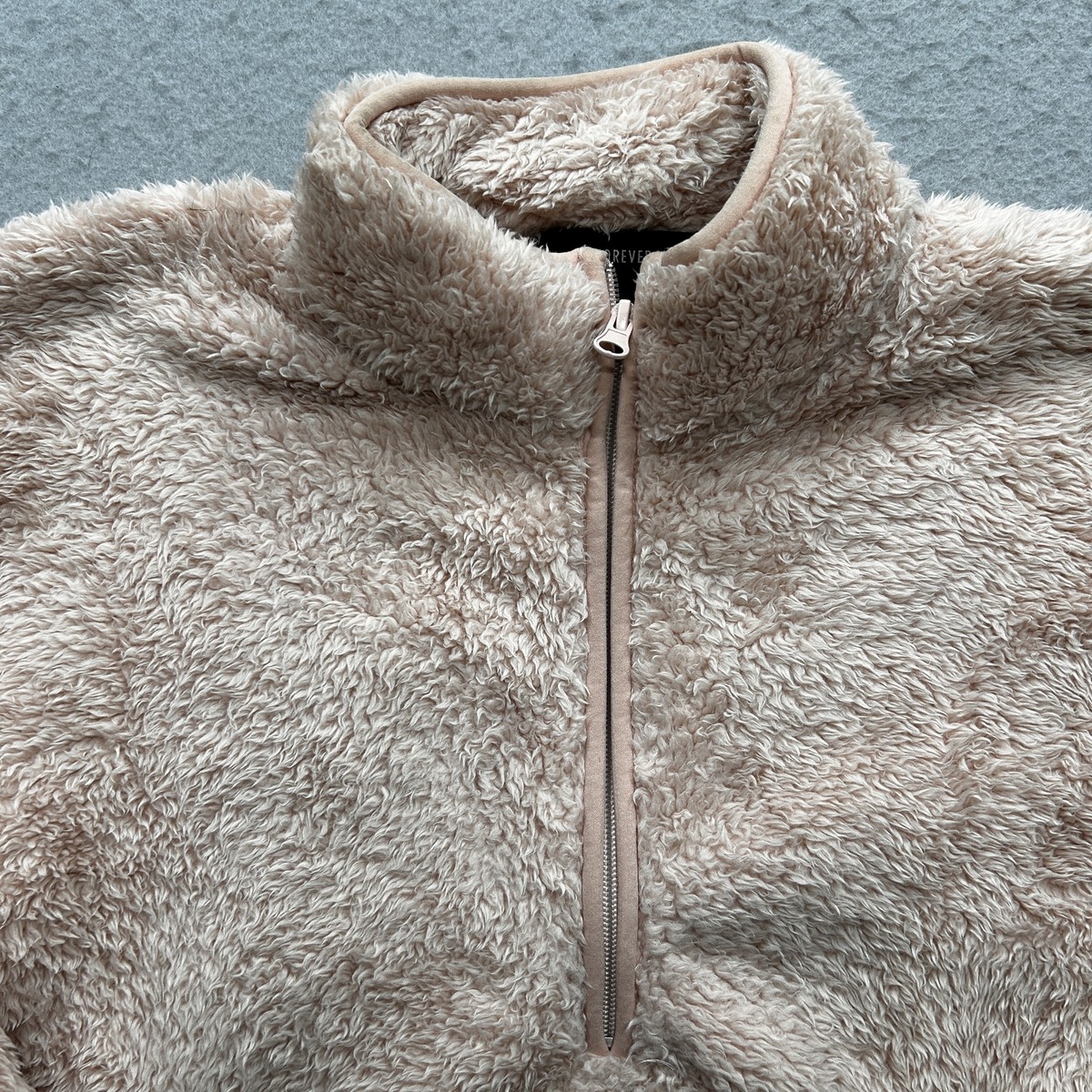 Forever 21 Women's Small Pink Fuzzy 1/4 Zip Sweater | eBay