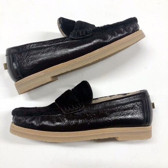 STUART WEITZMAN Sheepskin Shearling Bromley Loafer Black 