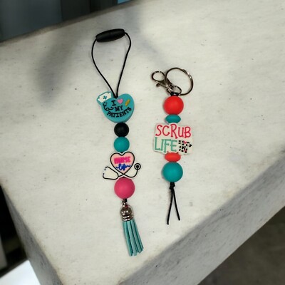 Nurse Themed Handmade Keychain & Mirror/Purse Dangle Bundle