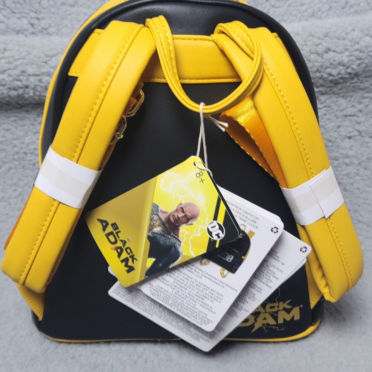 Loungefly Black and Yellow DC Lightning Bolt Mini Backpack DC Comics Loungefly Light Up Hard Tag Mini Backpack Black  main image 2