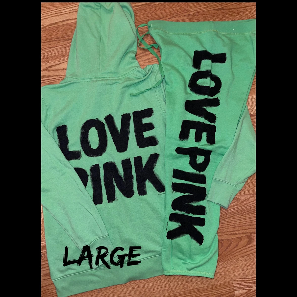 Neon green victoria's secret pink hoodie clearance
