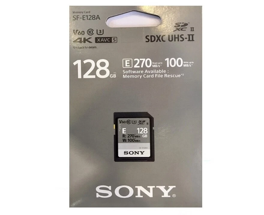 New Sony E Series SF-E128A 128GB UHS-II Class 10 U3 4K V60 SDXC SD Memory Card - Image 2 of 2