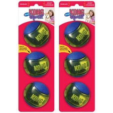 KONG Squeezz Action Ball Dog Toy   Durable Bouncy Medium 6 Pack , Blue