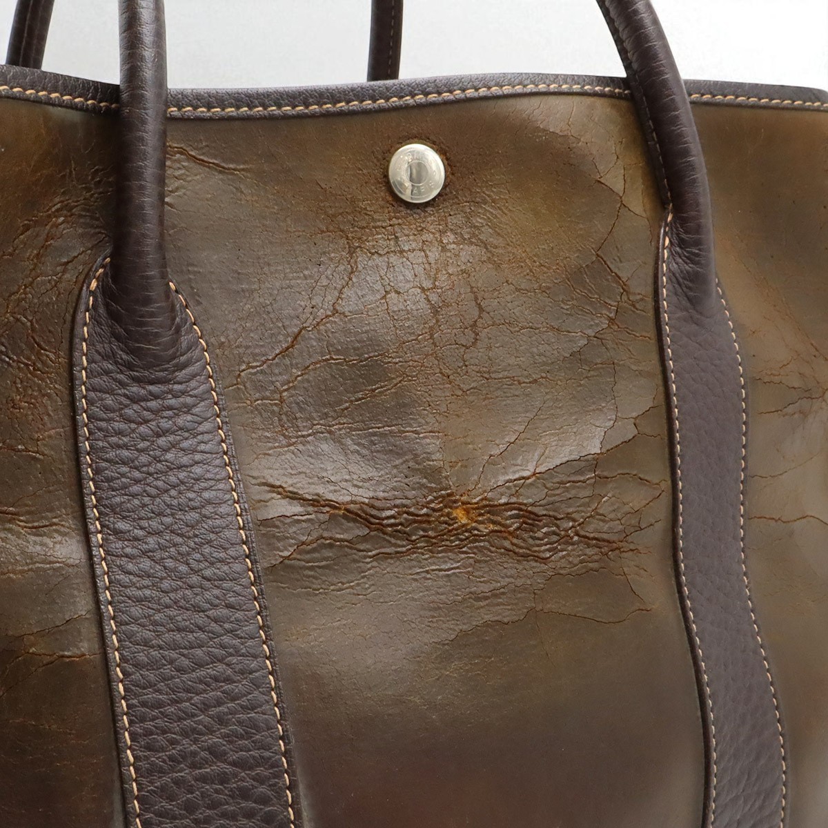 AUTH HERMES Garden party PM Bag Shoulder Bag Tote Bag Dark
