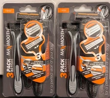 Lot of 2 Packs of 3 Disposable Razors. 3 SS Blades Maximooth. Free Shipping